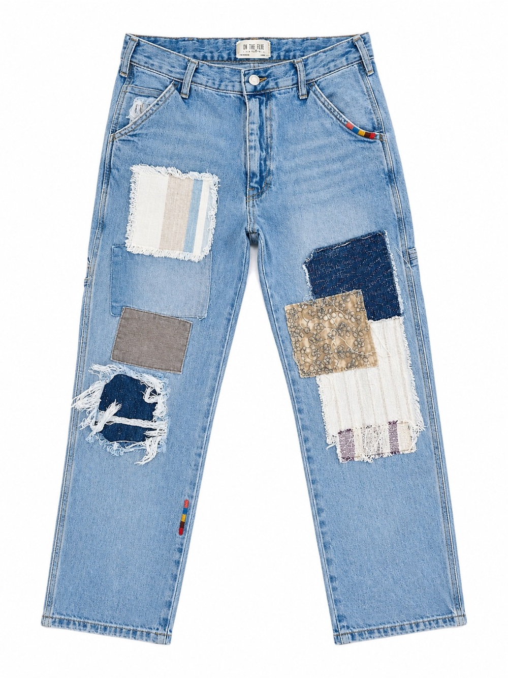 Free People We The Free Patchwork Distressed Jeans 28 Cropped Boho - Picture 2 of 7